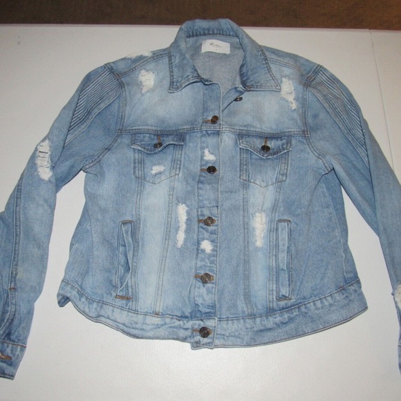 SzM KanCan distressed 100% cotton jean jacket - Picture 3 of 6